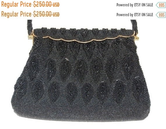 ON SALE Vintage Black Beaded Handbag - image 2