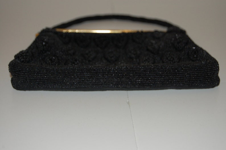 ON SALE Vintage Black Beaded Handbag image 4