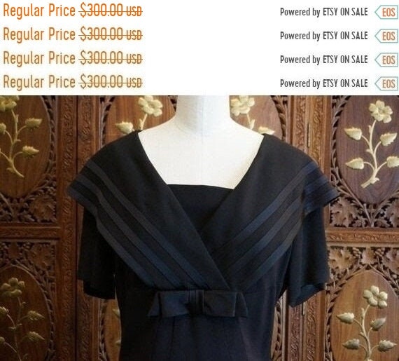 ON SALE 1940s Black Crepe Sailor Collar Dress - image 2