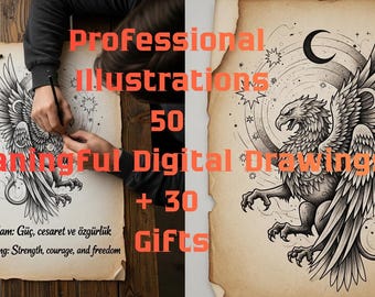 Diseños de tatuajes hechos a mano: 50 ilustraciones digitales con significado (descarga digital)