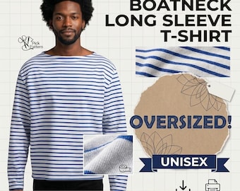 Oversized Boatneck T-Shirt Sewing Pattern: Unisex Loungewear (PDF Pattern)