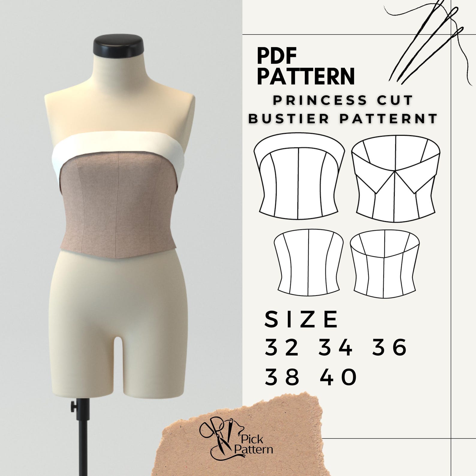 Princess Line Bustier Sewing Pattern Etsy princess-line-bustier-sewing-pattern-etsy