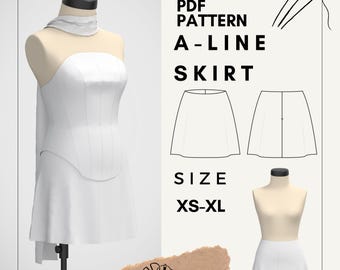 Wzór do szycia spódnicy w kształcie litery A w formacie PDF