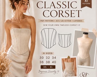 Classic Corset Sewing Pattern pdf+ai