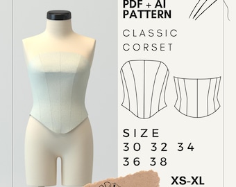 Klasyczny wzór do szycia gorsetu pdf+ai