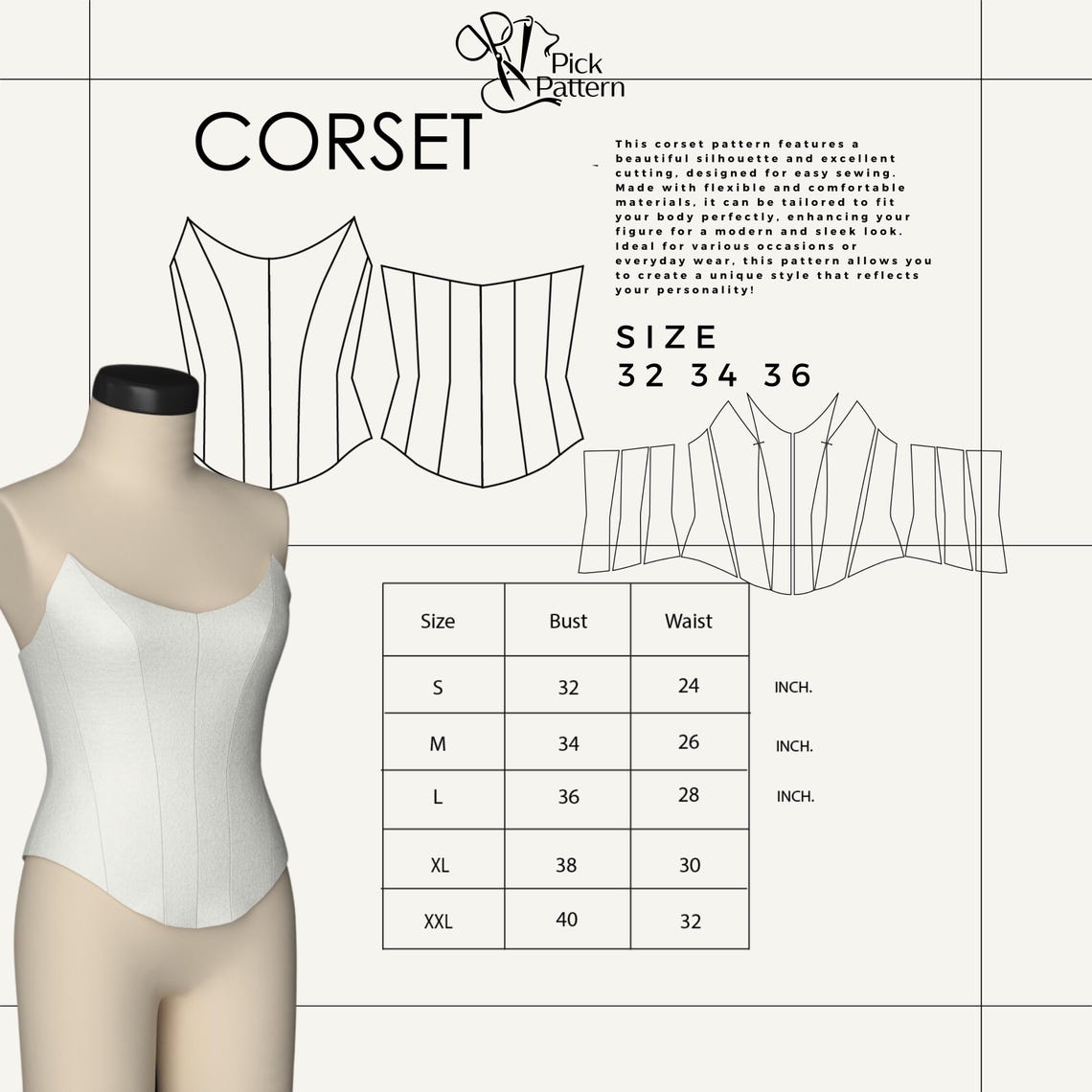 Overbust Corset Sewing Pattern - Etsy