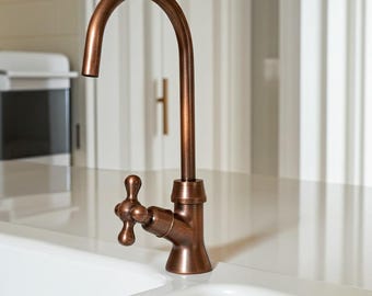 Aged Copper Drinking Water Faucet – Kitchen Counter Cold Water Dispenser, Filter Tap for Bar , Prep Sink