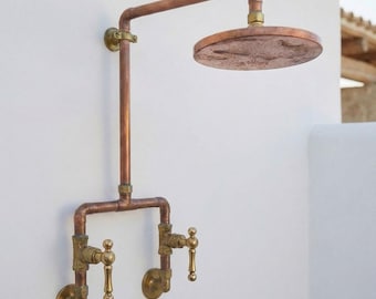 Handmade Copper ShowerHead–Unlacquered Solid Copper Rainfall Shower head, Outdoor Pool Shower, 1/2”BSP/NPTAU&USA