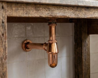 Copper Bottle Trap – Vintage Exposed Sink Drain for Bathroom Vanity