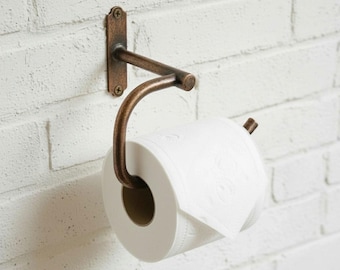 Aged Copper Toilet Paper Holder – Handamde Wall Mounted Bathroom Tissue Roll Holder, Vintage Rustic Hardware