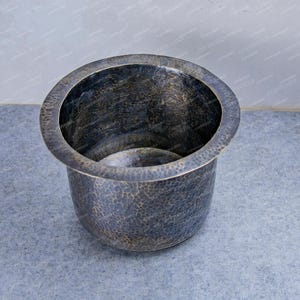 Patina Brass Hammered Round Sink: Includes Brass Drain