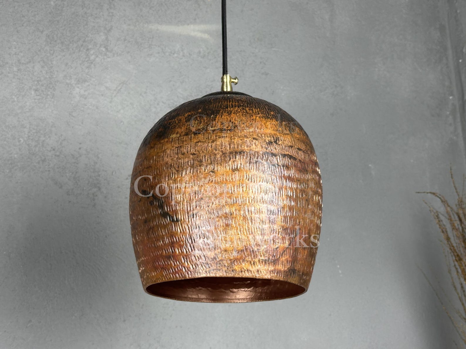 Rustic Copper Lights Hammered Copper Pendant Light , Handmade Copper Farmhouse Lighting ...