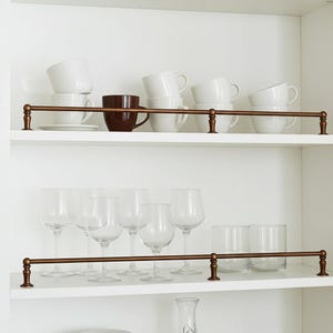 Aged Copper Gallery Rail – Rustic Shelf Railing for Kitchen, Cabinet & Bar Display