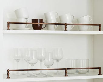 Aged Copper Gallery Rail – Rustic Shelf Railing for Kitchen, Cabinet & Bar Display