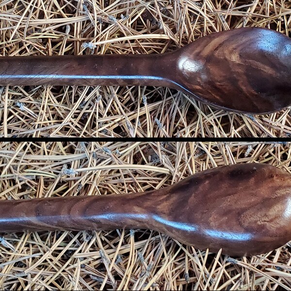 Figured Black Walnut Spoon, hand carved spoon from Missouri grown Black Walnut.   #23-05