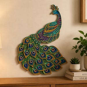 Layered Peacock svg Mandala Bird Laser Cut File 3d Animal Art dxf pdf ai glowforge digital download