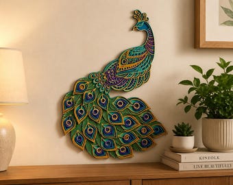 Layered Peacock svg Mandala Bird Laser Cut File 3d Animal Art dxf pdf ai glowforge digital download