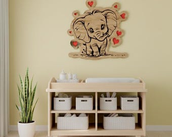 Cute Elephant Nursery Wall Art | Layered 3D Baby Room Decor | SVG DXF AI Laser Cut File | svg dxf ai pdf | Instant Download