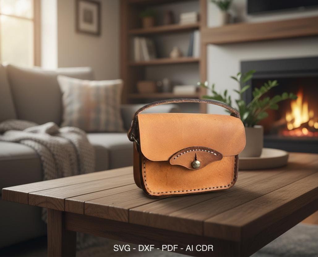 Mini Leather Bag Svg Dxf Pdf Pattern | Small Crossbody Pouch Template ...