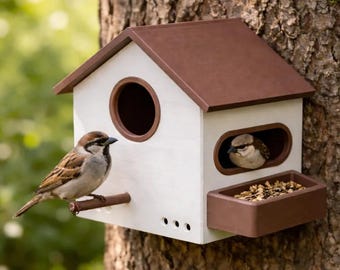 STL-Datei für Vogelhaus-3D-Druck | Vogelfutterhaus & Nistkasten | Gartendekoration | Druckbares Vogelhaus | STL-Modell | Digitaler Download