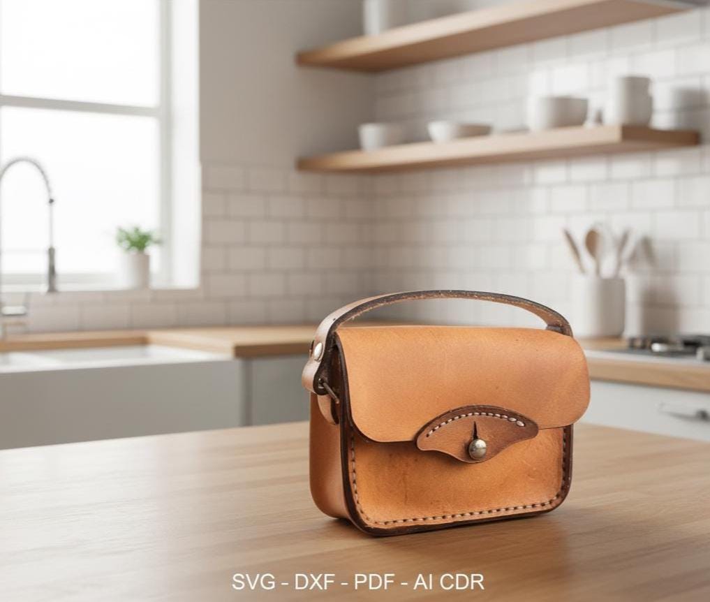 Mini Leather Bag Svg Dxf Pdf Pattern | Small Crossbody Pouch Template ...