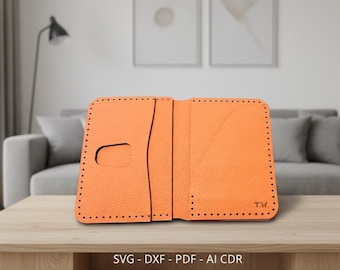 laser cut leather template | diy leather wallet pattern | digital download for xtool s1 glowforge | card holder svg dxf pdf ai cdr file