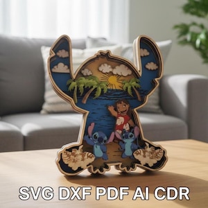 Lilo & Stitch Layered SVG: Disney Ohana Tropical Wall Art