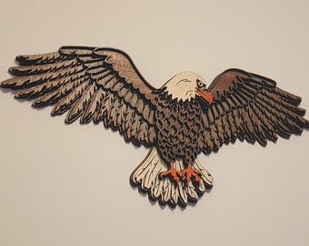 3D Layered Eagle Laser Cut File, svg dxf ai pdf, Wooden Wall Art CNC Template, Plywood Decor Download