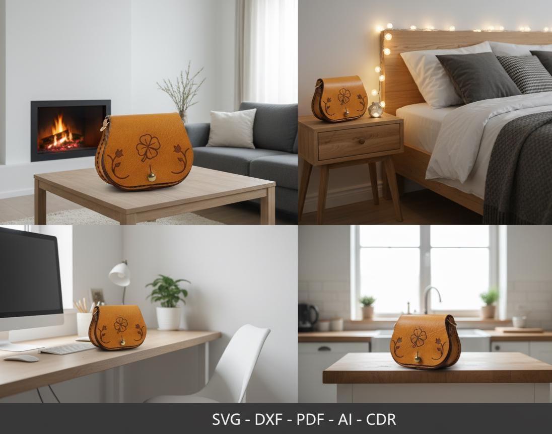 Leather Purse Svg Dxf Pdf Pattern | Diy Mini Bag Template | Digital ...