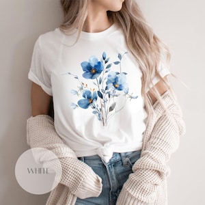 エレガントな水彩画のワイルドフラワーTシャツ｜ボタニカルブーケシャツ｜自然愛好家へのギフト