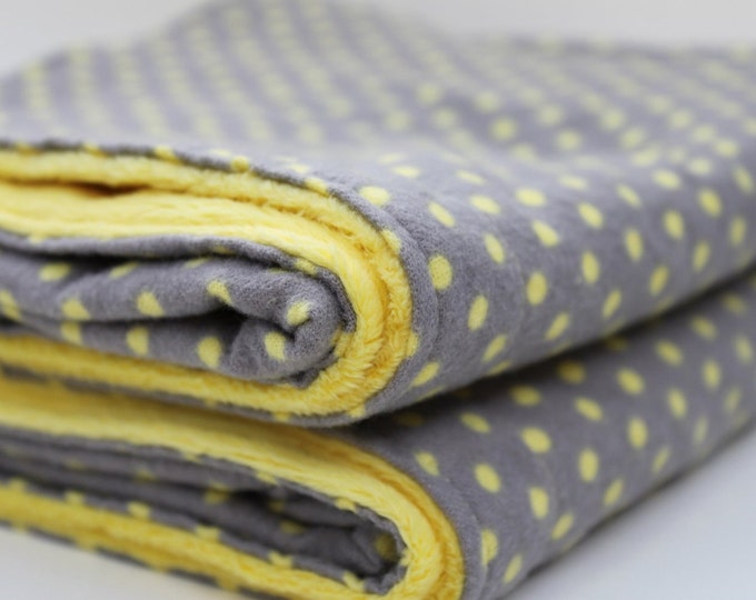 Baby Blanket. Modern Gray and Yellow Polka Dot Flannel With Etsy