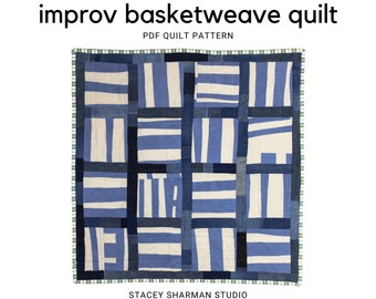Padrão de colcha Basketweave improvisado - Padrão de acolchoado para iniciantes. Baixar PDF