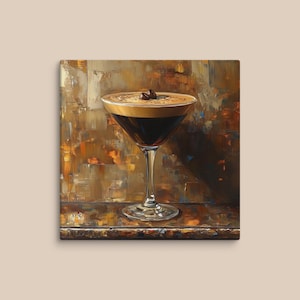 Schattige kleine canvas print espresso martini - Martiniliefhebbers, drankkunst, canvasafdrukken, espressoliefde, cocktailkunst, barwagenstijl, koffieliefhebbers