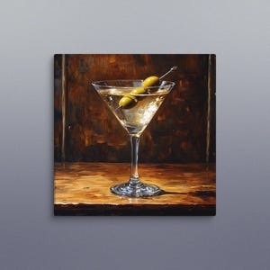Cute Tiny Martini Glass Canvas Style Print - Martini Art, Cocktail Print, Martini Painting, Oil Painting Print Gin Art Alcohol Cocktail Art