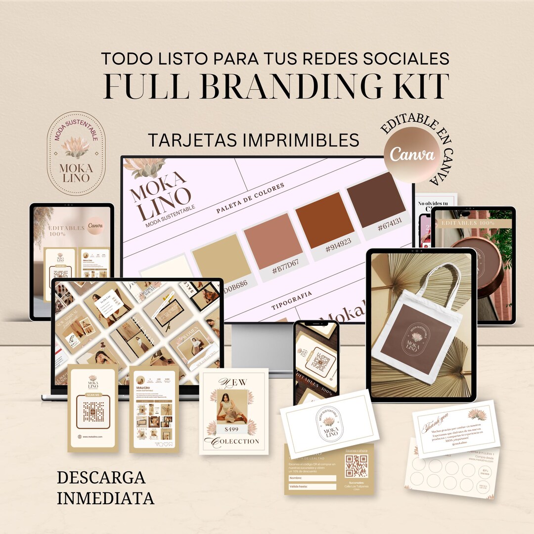 Branding Kit, Social Media Branding Package, Customizable Colors Canva ...