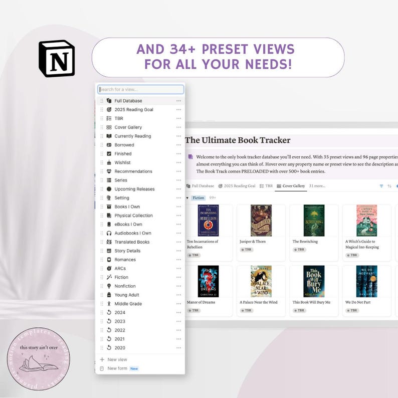 Ultimate Book Tracker Notion Template: Preloaded Library Database 2026 ...