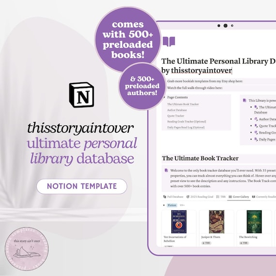 Ultimate Book Tracker Notion Template: Preloaded Library Database 2026 Notion Template