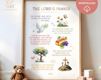 The Lord's prayer for kids Scripture Poster Bible prayers Christian nursery art Prayer wall art Sunday school classroom Our father prayer