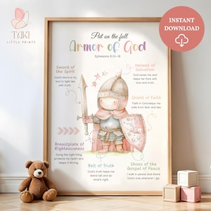 Armor of God Kids Bible Art Print Christian wall art Christian Nursery Wall Decor Nursery Bible verse wall art Sunday school wall art