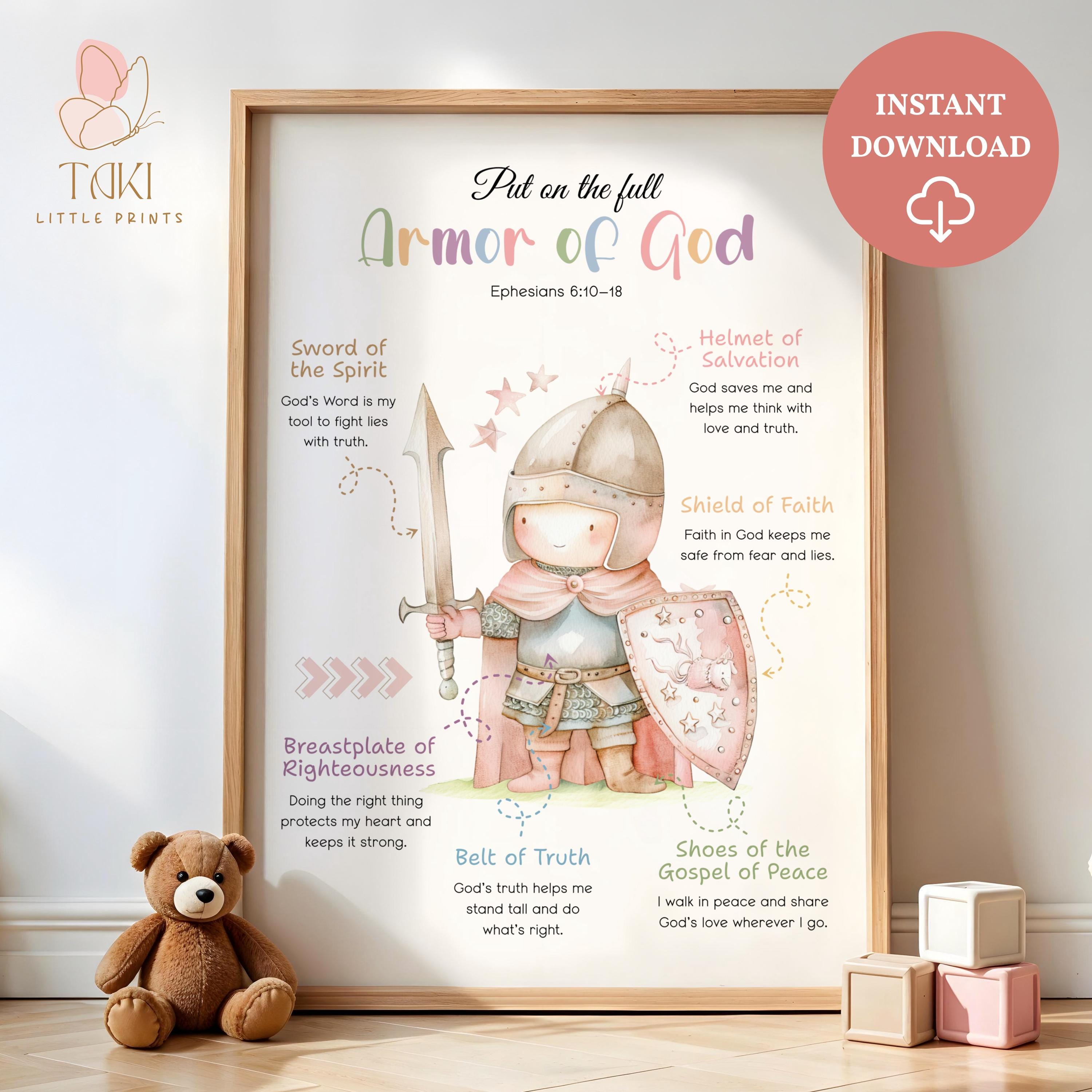 Armor of God Kids Bible Art Print Christian Wall Art Christian Nursery ...