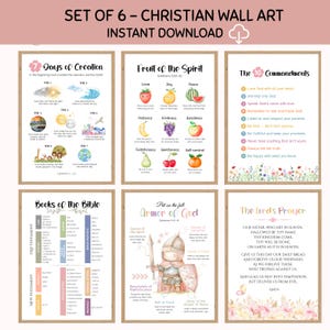 Rüstung Gottes Frucht des Geistes Die 10 Gebote Schrift Poster Bibel Kunst Druck Christliche Wandkunst Christliches Poster Sonntagsschulkinder
