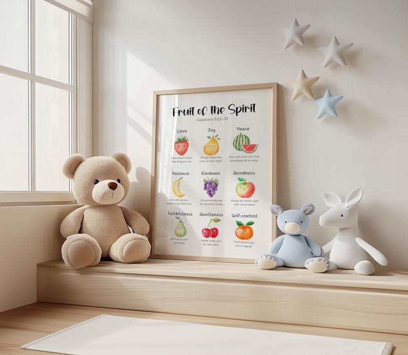 Fruit of the Spirit Art Print Kids Christian Wall Art Scripture Poster ...