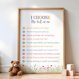 Affirmations for kids poster Daily affirmations wall art Classroom decor Affirmation art decor for kids Printable wall art Kids wall decor