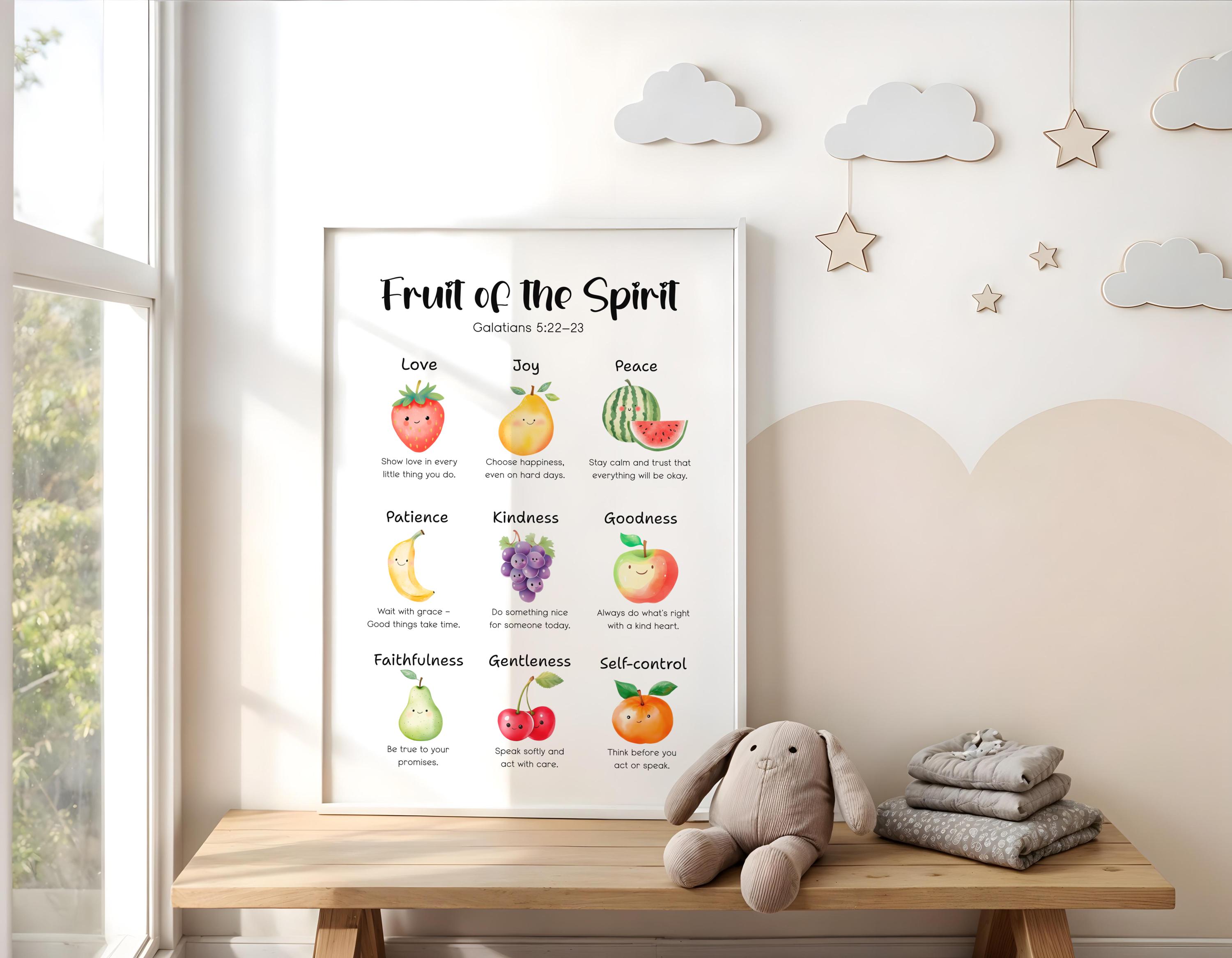 Fruit of the Spirit Art Print Kids Christian Wall Art Scripture Poster ...