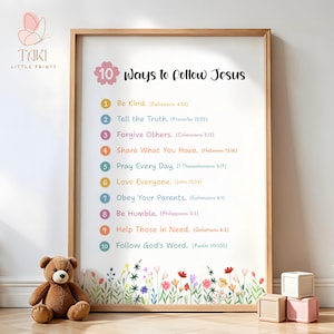 Jesus Kunstdrucke für Kinder Schrift Poster Bibel Kunstdruck Christliche Wandkunst Christliche Kinderzimmer-Wanddekoration Kindergarten Bibel-Vers-Wandkunst