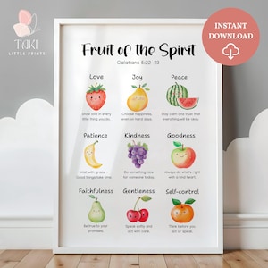 Fruits of the Spirit Wall Art print Scripture Wall Art Bible Verse Christian Wall Art Christian Kids Printable Kids Bible Verse Wall art