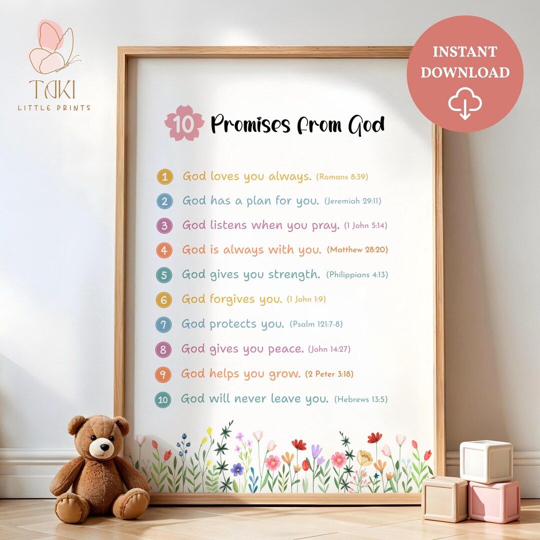 God Wall Art Prints for Kids Scripture Poster Bible Art Print Christian ...