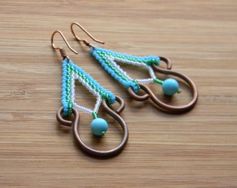 Copper and Seed Bead Earrings