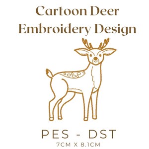 Cartoon Deer Woodland Embroidery Machine File, PES, Cute Design, DST, Pattern, Embroidery Template, Craft File, Sewing Accessory