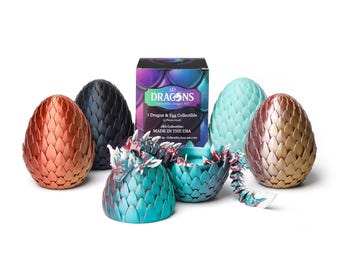 3D Printed Dragon & Egg Collectible | Articulated Fantasy Dragon in Opening Egg | Handmade in USA | Display Figurine